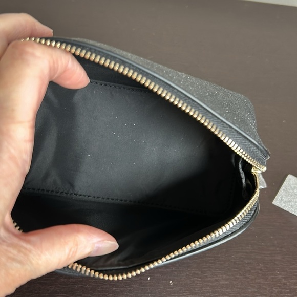 Kate Spade New York Shimmy Glitter Fabric Small Cosmetic Case in black NEW - Picture 7 of 11